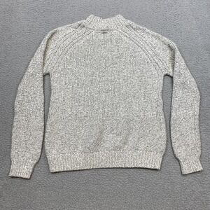 prAna Sweater Mens Medium Gray White Knit Crewneck Pullover Textured Casual